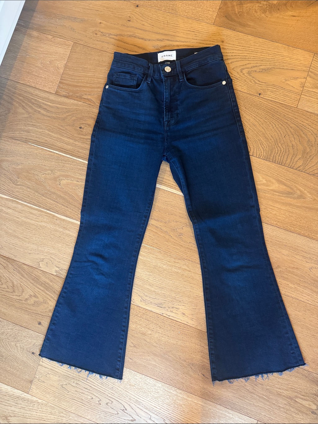 Frame Denim Dark Indigo High-Rise Flare Jeans